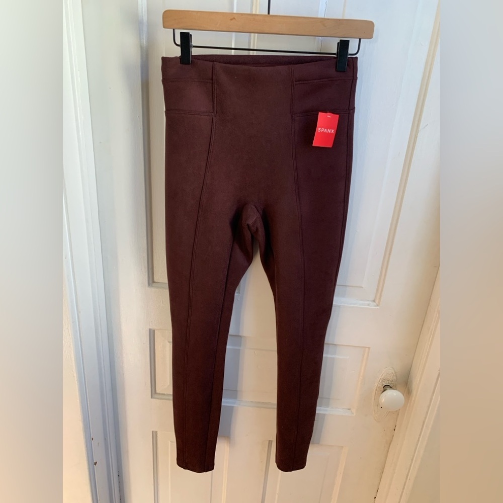 NWT Spanx Faux Suede Leggings Dark Terracotta Small Contemporary Office